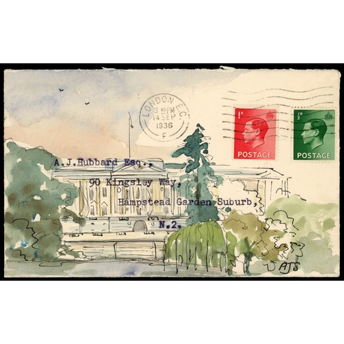 201 - 1936 ½-2½d King Edward VIII definitives. Exceptionally fine set of three hand illustrated envelopes ... 