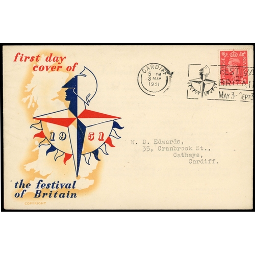 232 - 1951 (3 May) New Colours ½d to 2½d set of five on three illustrated first day covers cancelled with ... 