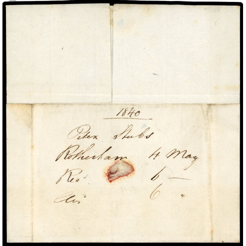 24 - 1840 (5 May) stampless entire from Rotherham used on the last day of usage of Uniform penny post and... 