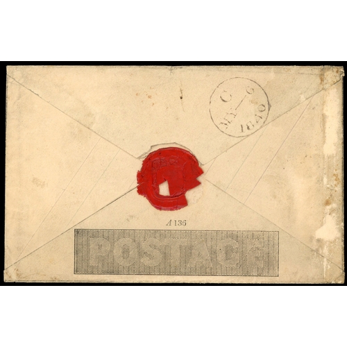 26 - 1840 1d Mulready envelope Forme 1 Stereo A136. Fine used example sent from London to Wellingborough ... 