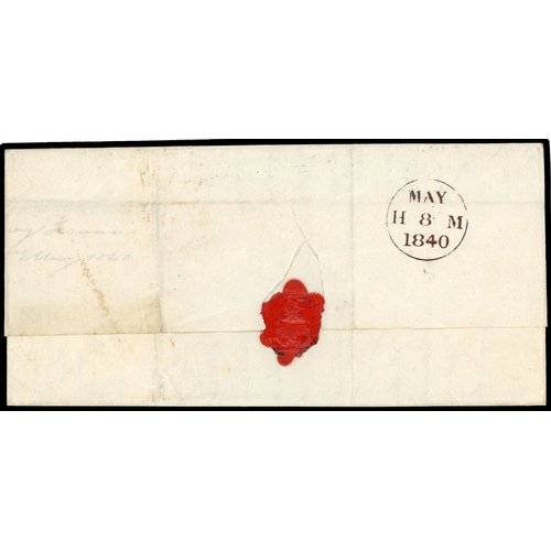 30 - 1840 (6 May) stampless entire from London to Edinburgh used on the first of the Penny Post, backstam... 