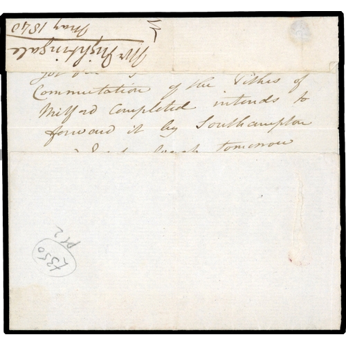 33 - 1840 1d Black Pl.2. “May Date”. Fine large part entire sent from Liverpool to Wimborne bearing a 1d ... 