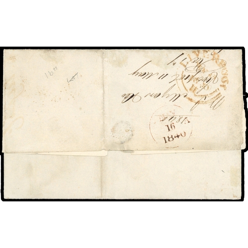 34 - 1840 1d Black Pl.1a. “May Date”. Fine wrapper sent from Liverpool and bearing a four margin 1d Black... 