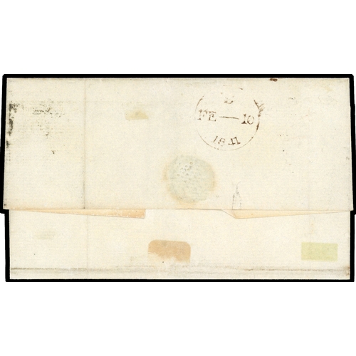 47 - 1840 1d Intense black Pl.6. Clean wrapper sent from Edinburgh to Spalding bearing a four margin 1d B... 