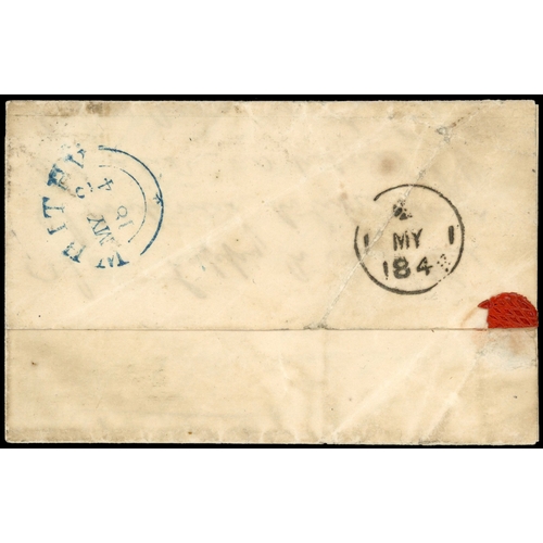 48 - 1841 1d Pink, Postal Stationary envelope. Fine used example sent from London to Whitby, Yorkshire ca... 