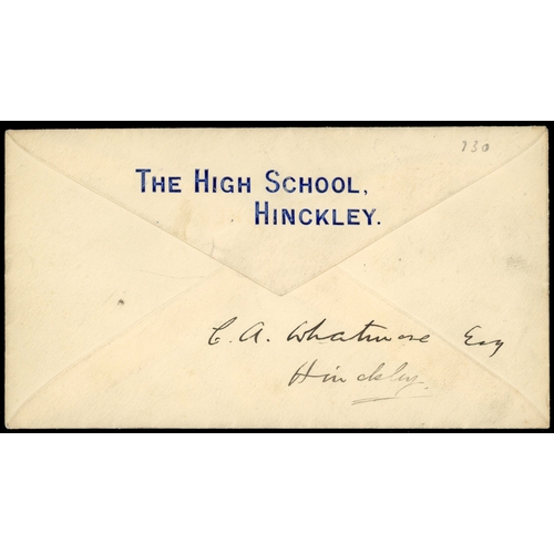 94 - 1911 ½d Green (Die A) & 1d Scarlet (Die A). A superb “High School Hinckley” envelope (embossed as su... 