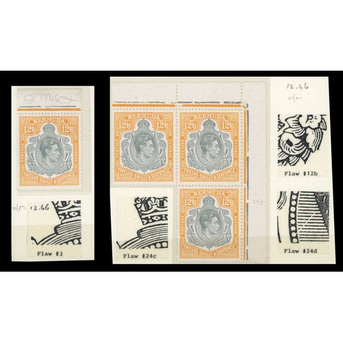 111 - 1940-6 12/6d small range on stocksheet, almost all with identified flaws.  22 stamps with two Oct. 4... 