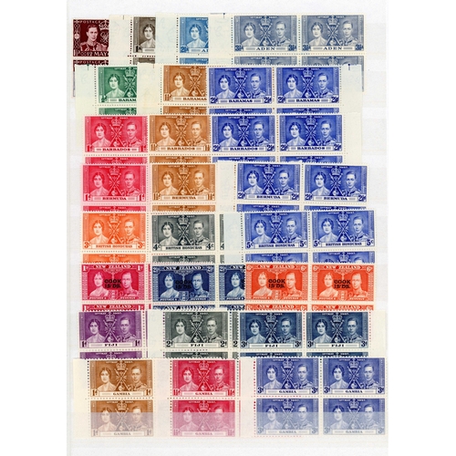 120 - 1937 Coronation blocks of four, unmounted o.g.  32 sets in blocks of four (South Africa and South We... 