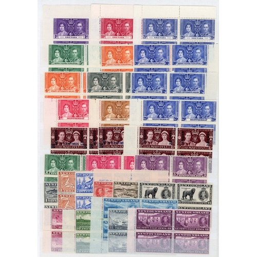 120 - 1937 Coronation blocks of four, unmounted o.g.  32 sets in blocks of four (South Africa and South We... 