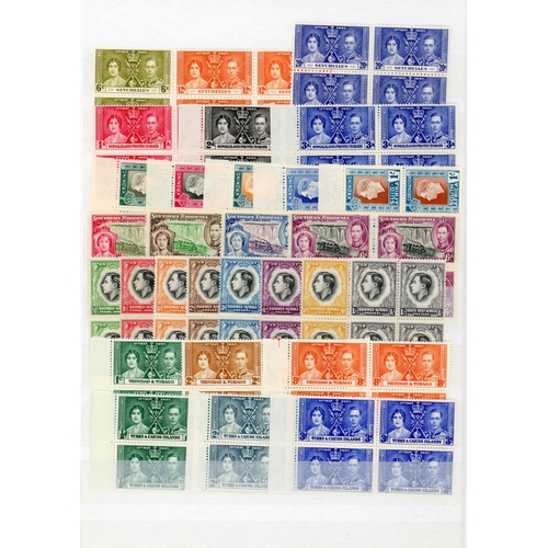 120 - 1937 Coronation blocks of four, unmounted o.g.  32 sets in blocks of four (South Africa and South We... 