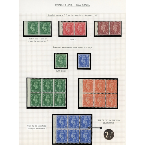 13 - 1937-52 booklet stamps collection on leaves with panes  including Drages Pay-Way with Cyl. 10, water... 