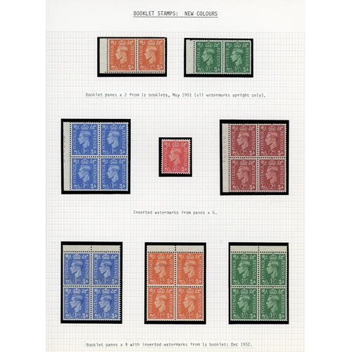 13 - 1937-52 booklet stamps collection on leaves with panes  including Drages Pay-Way with Cyl. 10, water... 