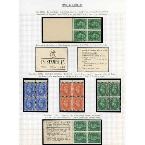 13 - 1937-52 booklet stamps collection on leaves with panes  including Drages Pay-Way with Cyl. 10, water... 