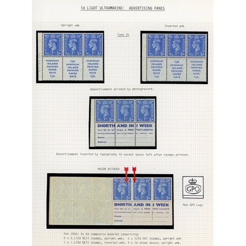 13 - 1937-52 booklet stamps collection on leaves with panes  including Drages Pay-Way with Cyl. 10, water... 