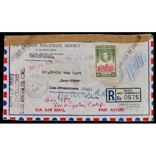 132 - 1939-49 group of covers (15) twelve of which are censored, including 1939 registered airmail to Los ... 