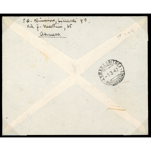 136 - 1942 Nairobi 5d round and square stops block of two vertical se-tenant pairs on local registered env... 