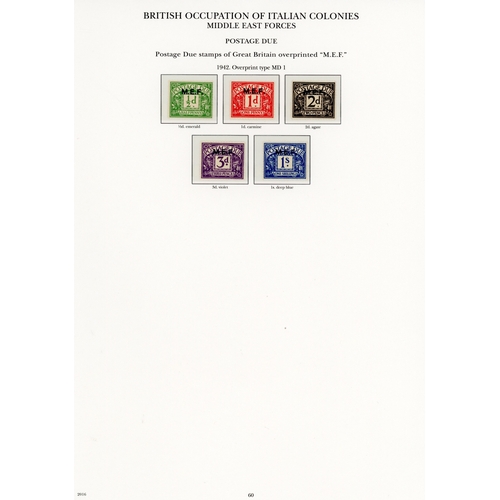 150 - MEF, Cyrenaica, Eritrea, Somalia and Tripolitania basic issues complete including Postage Dues, unmo... 