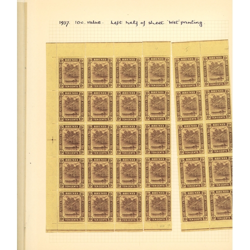 156 - 1937 10c purple on yellow paper, watermark Script.  Three multiples making up the left six columns o... 