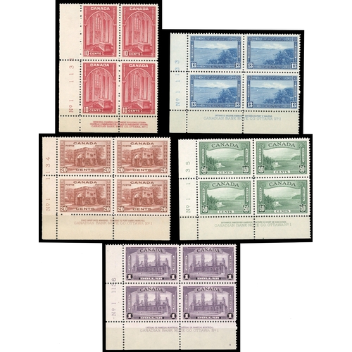 171 - 1937-8 set of eleven in unmounted o.g. Plate blocks of four, plus additional blocks (different numbe... 