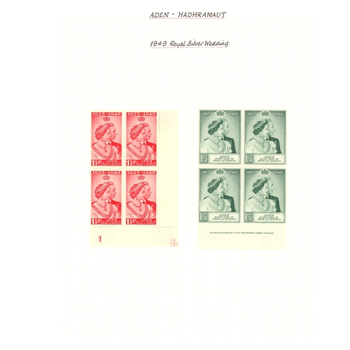 21 - 1942-51 basic issues for both States complete in mint blocks of four, the lower pairs in each block ... 