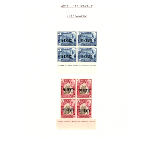 21 - 1942-51 basic issues for both States complete in mint blocks of four, the lower pairs in each block ... 