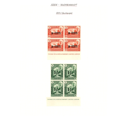 21 - 1942-51 basic issues for both States complete in mint blocks of four, the lower pairs in each block ... 