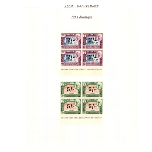 21 - 1942-51 basic issues for both States complete in mint blocks of four, the lower pairs in each block ... 