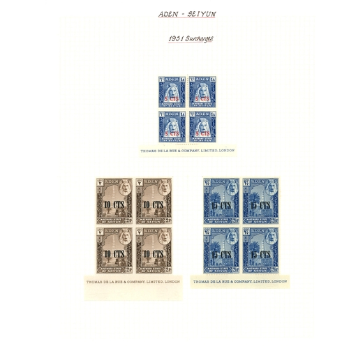 21 - 1942-51 basic issues for both States complete in mint blocks of four, the lower pairs in each block ... 