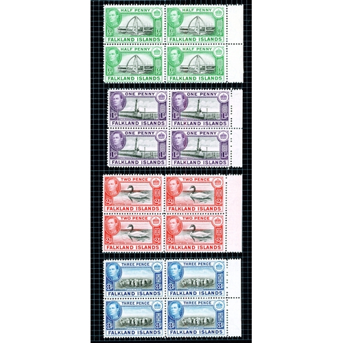 239 - 1938 a few values in blocks, with a ½d block of 24 showing a confetti flaw; 1952 values in both Plat... 