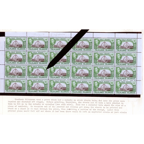 239 - 1938 a few values in blocks, with a ½d block of 24 showing a confetti flaw; 1952 values in both Plat... 