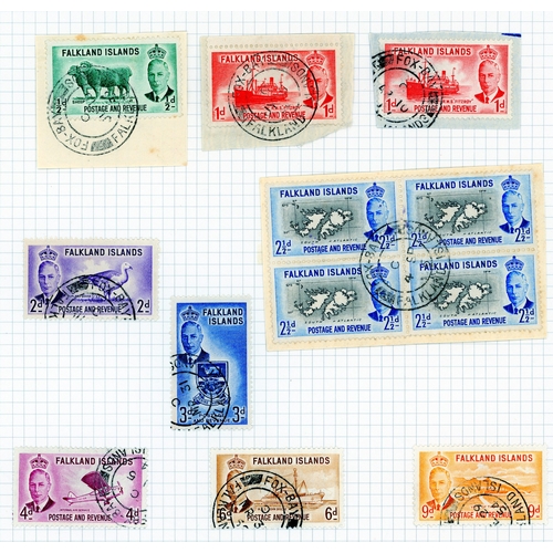 239 - 1938 a few values in blocks, with a ½d block of 24 showing a confetti flaw; 1952 values in both Plat... 