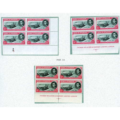 26 - 1938-53 KG VI balance with blocks and varieties, listed and unlisted.  Includes ½d long ‘E’ blocks (... 