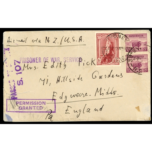 29 - 1941 envelope to Argentina with 5/- Robes, 1/6d Airmail and two 1ds, Sydney CDSs 17 MR.  From No 7 I... 