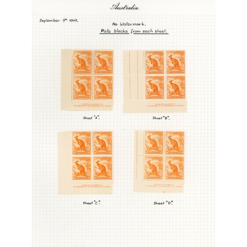 31 - 1938-56 ½d Kangaroo issues, a fine specialised collection on Godden leaves.  Includes McCracken impr... 