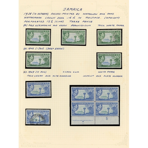 333 - 1938-52 collection (168) on leaves, mainly mint with some Plate number pieces, collected for shades ... 