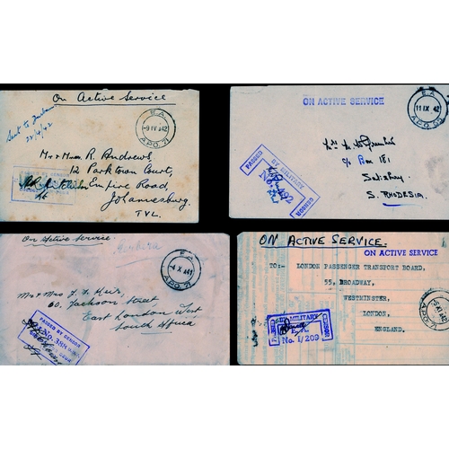 336 - WW2 Censored APO envelopes (15)  from various numbers, including 55 (Addis Ababa), 65 (Ethiopia, 2),... 