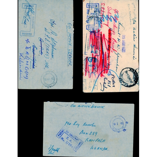 336 - WW2 Censored APO envelopes (15)  from various numbers, including 55 (Addis Ababa), 65 (Ethiopia, 2),... 