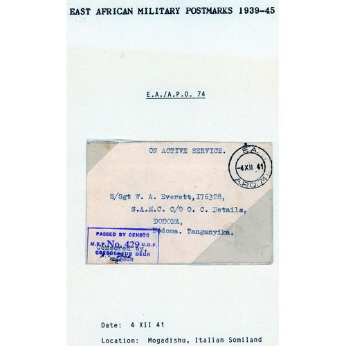 336 - WW2 Censored APO envelopes (15)  from various numbers, including 55 (Addis Ababa), 65 (Ethiopia, 2),... 