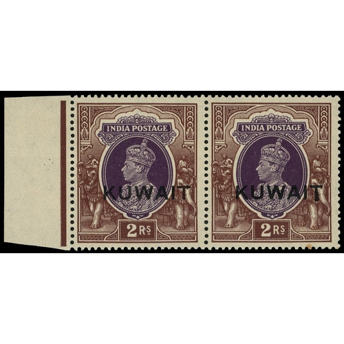 351 - 1939 2r purple and brown marginal pair, R3/2 LLP extended ‘T’.  O.g., lightly hinged on the normal s... 