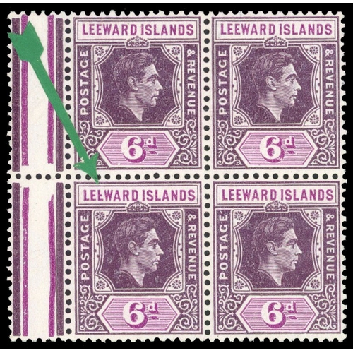 358 - 1938-51 6d ordinary paper (1943 printing) marginal block of four, R3/1 RP break in value tablet fram... 