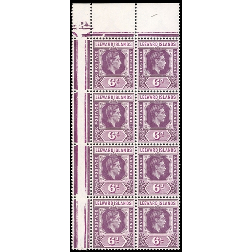 360 - 1938-51 6d chalky paper (1947 printing) corner block of four with R3/1 RP break in value tablet and ... 