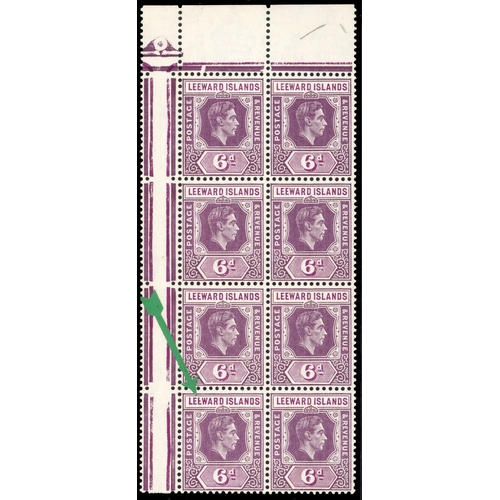 361 - 1938-51 6d chalky paper (1947 printing) corner block of four with R3/1 RP break in value tablet and ... 