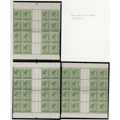 37 - 1951-62 2d yellow-green collection (308), no coil stamps, well written up on leaves.  Includes parti... 