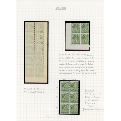 37 - 1951-62 2d yellow-green collection (308), no coil stamps, well written up on leaves.  Includes parti... 