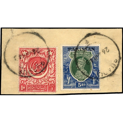 445 - Postal History.  1949 piece with Pakistan 1947 5r and 1r Independence (the latter with faults) with ... 