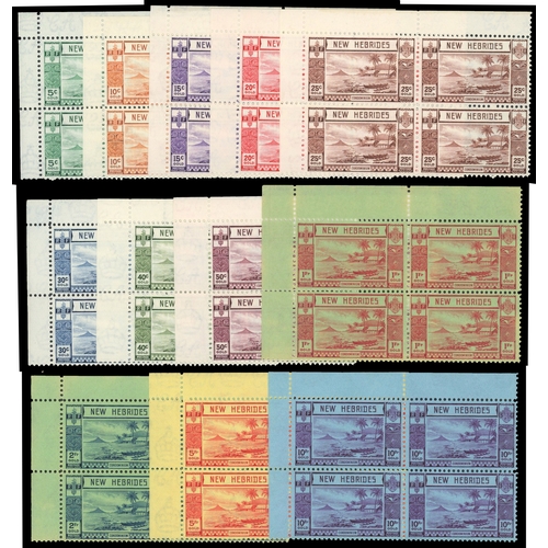 450 - 1938 set in top left corner blocks of four, unmounted o.g., unusual in blocks.  SG 52-63, £1300