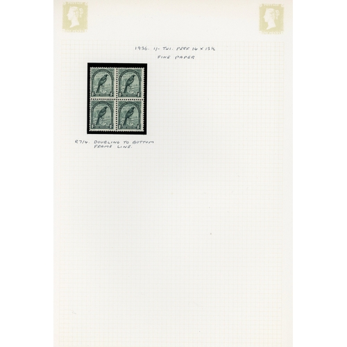 459 - 1936-42 Pictorial 1/- mint Multiple watermark collection (121) on stocksheets and part pages.  Inclu... 