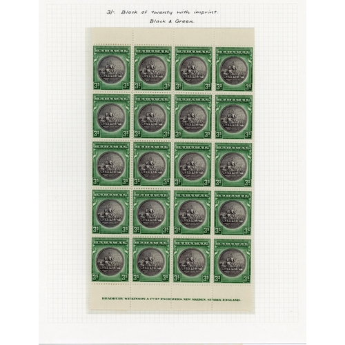 48 - 1931-46 2/- anud 3/- Seal of the Colony issue, mint singles and blocks from assorted sources, mounte... 