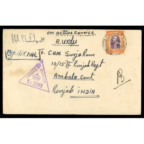 521 - 1941 OAS envelope bearing 25c tied by FPO 500 CDS, violet triangular Censor 3099 at left, from a sol... 