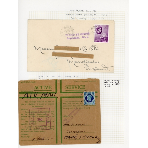 526 - 1939-44 seven censored covers with various markings, including two 1939 with seriffed two-line PASSE... 